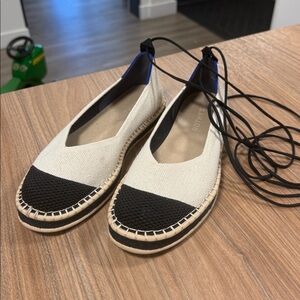 Rothy's Cream and Black  Espadrille flats
